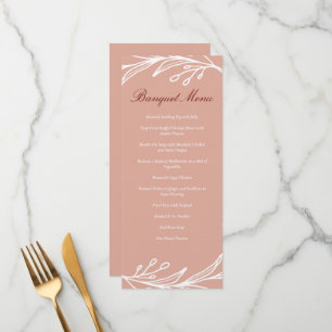 Menu Feuille rose couronnes banquet mariage chinois mod