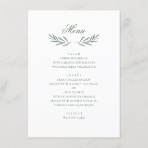 Menu Feuilles simples d'olivier. Mariage italien. Botan