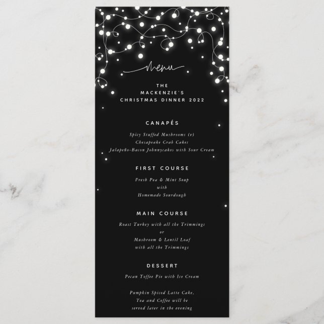 Menu Feux de Noël Noir Appartement 4 Parcours (Devant)