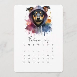 Menu Février Calendrier autonome Chien Splash Art