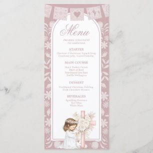Menu Fille rose agenouillée Primera Comunion