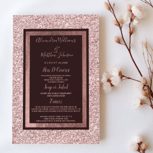 Menu Fille rose or bordeaux parties scintillant Mariage