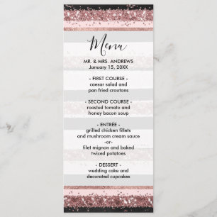 Menu Fille Rose or rose noir Parties scintillant rayure
