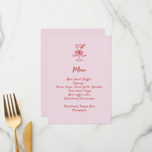 Menu Filles Cocktail Brunch Rouge rose manuscrit