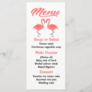 Menu Flamant rose rose tropical Mariage de menu, Party 