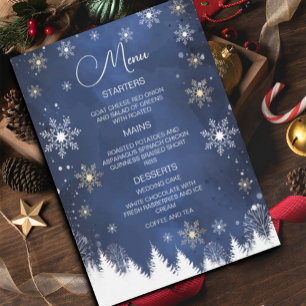 Menu Flèche de neige moderne Marine et Mariage d'or