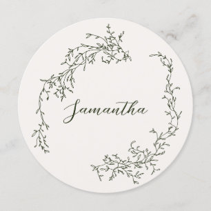 Menu Fleur Botanique Wreath Green Invités Nom Mariage