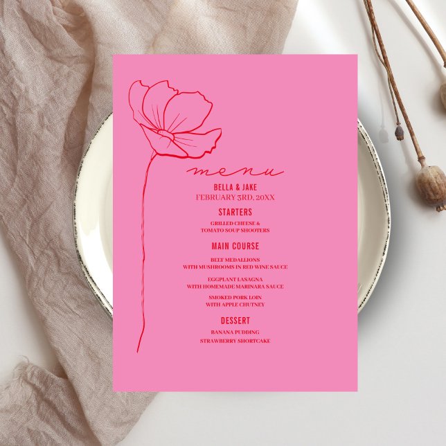 Menu Fleur d'art en ligne rose + Mariage rouge (Créateur téléchargé)