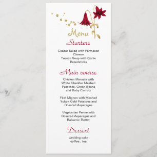 Menu fleur de mariage or et blanc burgundy