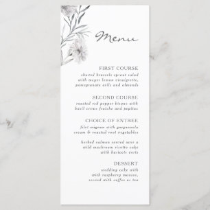 Menu Fleur grise simple dessinée à la main. Mariage bot