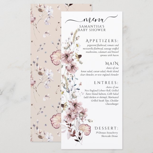 Menu fleur sauvage Boho Baby Girl Douche (Devant / Derrière)