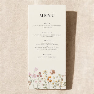 Menu Fleur sauvage Boho Elegant Mariage Réception