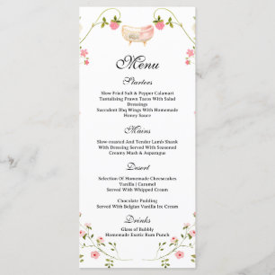 Menu Fleur sauvage Chic Floral Lush Boho baby shower bl