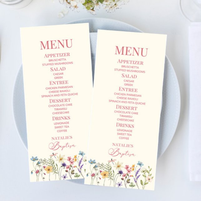 Menu Fleur sauvage Fleur Fleur Floral Jardin Baptême No (Créateur téléchargé)