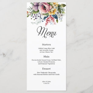 Menu fleur sauvage Floral Mariage