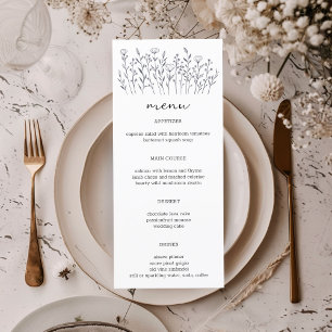 Menu Fleur sauvage Line Art Élégant Chic Moderne CUSTOM