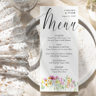 Menu Fleur sauvage Meadow Élégant Mariage de script