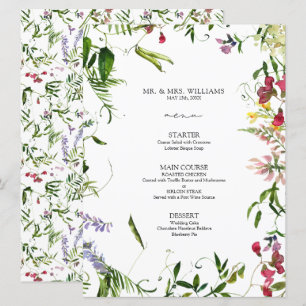 Menu Fleur sauvage moderne été Calligraphie Mariage Men