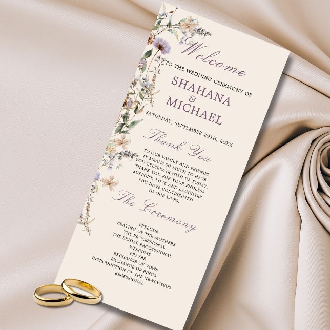 Menu Fleur sauvage Moderne   Mariage de service (Créateur téléchargé)