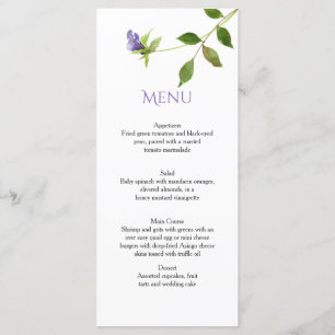 Menu Fleur sauvage pourpre Blossoms Feuilles verts Cart