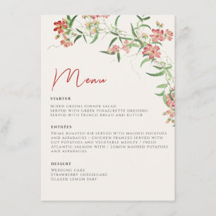 Menu Fleur sauvage rose Rose Spring Garland Mariage