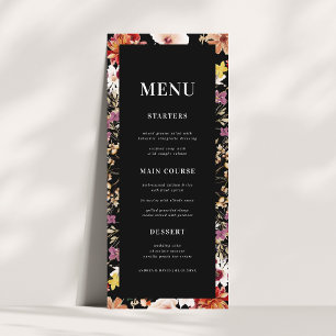 Menu Fleur sauvage rustique en fleurs sombres Mariage n