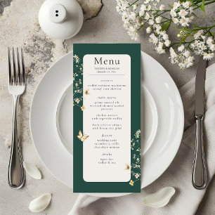 Menu Fleur sauvage rustique Frame Emerald Mariage vert
