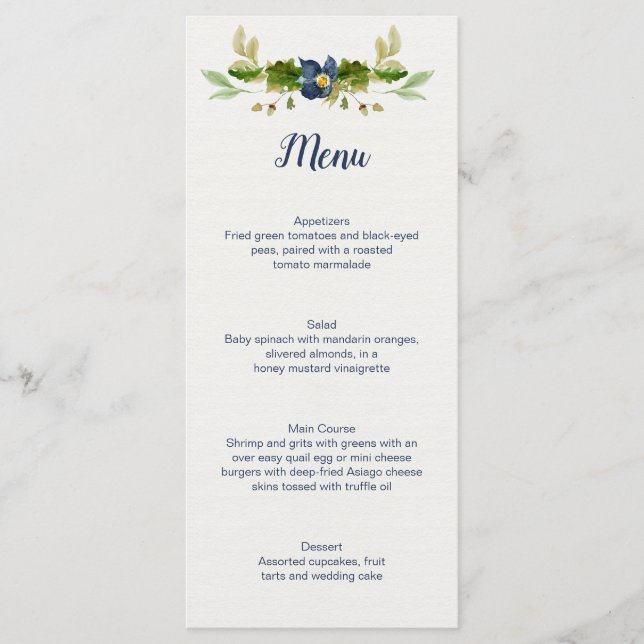 Menu Fleurs Bleues Rustiques Glands Feuilles de Chêne M (Devant)