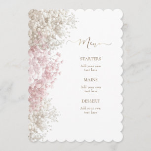 Menu fleurs de baby's breath rose et blanc