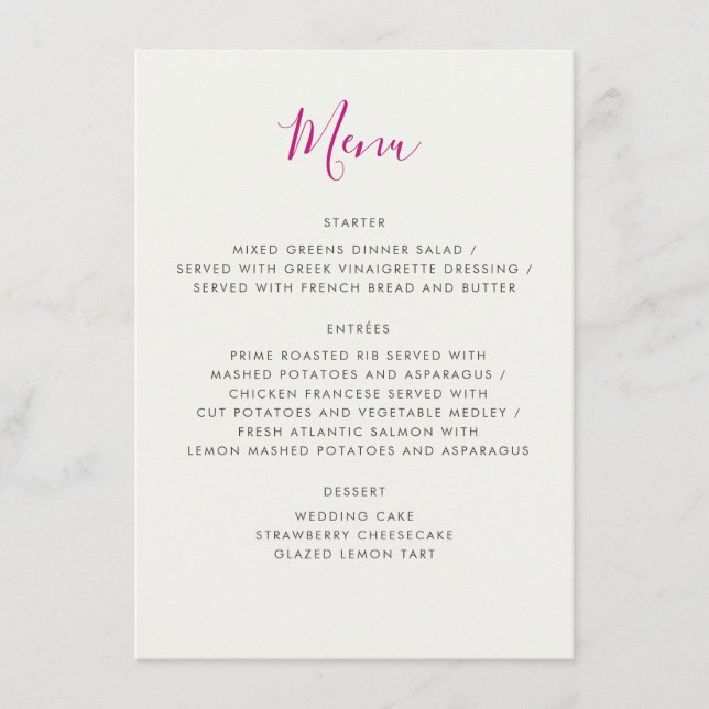 Menu Fleurs de fraises rouges sucrées Mariage (Devant)