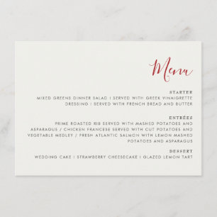 Menu Fleurs de fraises rouges sucrées Mariage