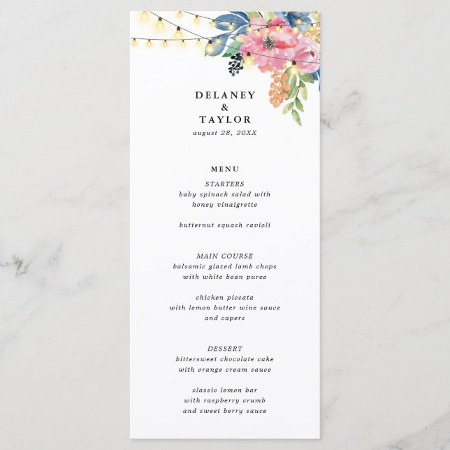 Menu Fleurs de Jardin & Feux de Jeu et Lumières Jumelle (Devant)