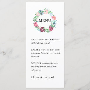 Menu Fleurs de jardin pourpres Couronne. Moi Mariage bo