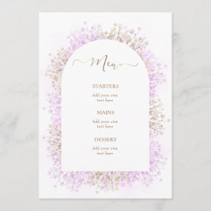 Menu fleurs de lilas blanc à l'aquarelle 