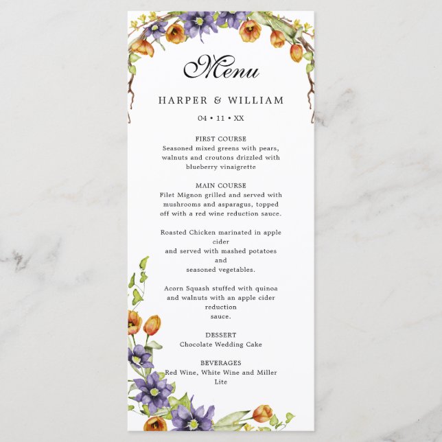 Menu Fleurs de ressort d'eau (Devant)