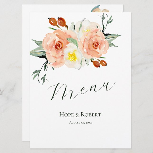 Menu Fleurs d'été lumineuses Réception de mariage (Devant / Derrière)