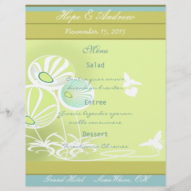 Menu Fleurs et abeilles (Devant)