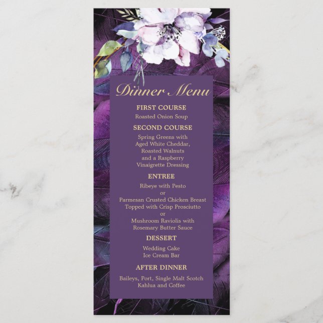 Menu Fleurs et plumes élégantes (Devant)