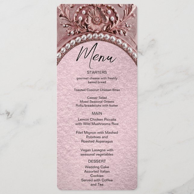 Menu Fleurs Florales Rose (Devant)