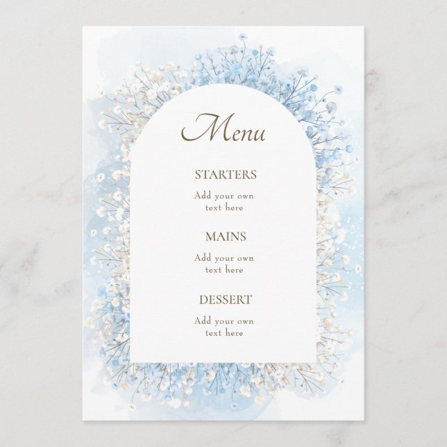Menu fleurs pastel bleu blanc (Devant)