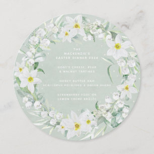 Menu Fleurs printanières blanches rondes/Carrés Fleurs