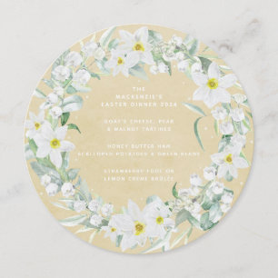 Menu Fleurs printanières blanches rondes/Carrés Fleurs
