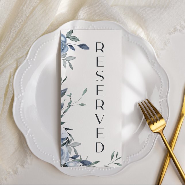 Menu Fleurs Roses Dusty Bleues Réservées Siège (Créateur téléchargé)