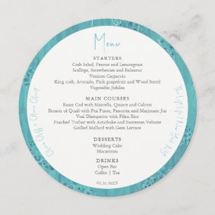 Menu Fleurs turquoise mignonnes Cercle Mariage