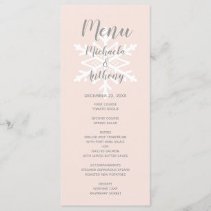 Menu Flocon de neige rose pâle Mariage d'hiver