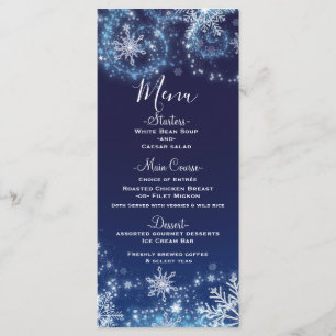 Menu Flocons de neige bleus et blancs Winter Wonde