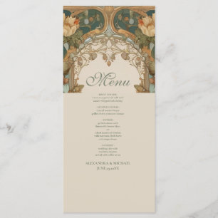 Menu Flora Mariage Vintage Art Nouveau