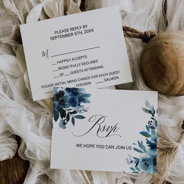 Menu Floral bleu de la marine céleste (Créateur téléchargé)