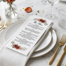 Menu floral bohème en terre cuite lunatique Mariag