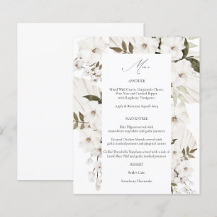 Menu Floral Boho Blanc Budget 2